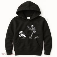 Halloween Dog Funny Skeleton Skeleton Chasing Dog Gift Kids Hoodie thumb 0