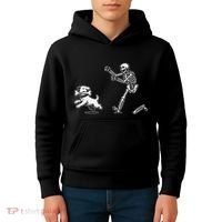Halloween Dog Funny Skeleton Skeleton Chasing Dog Gift Kids Hoodie thumb 4