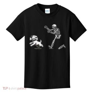 Halloween Dog Funny Skeleton Skeleton Chasing Dog Gift Kids T-Shirt