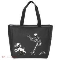 Halloween Dog Funny Skeleton Skeleton Chasing Dog Gift Tote Bag thumb 0