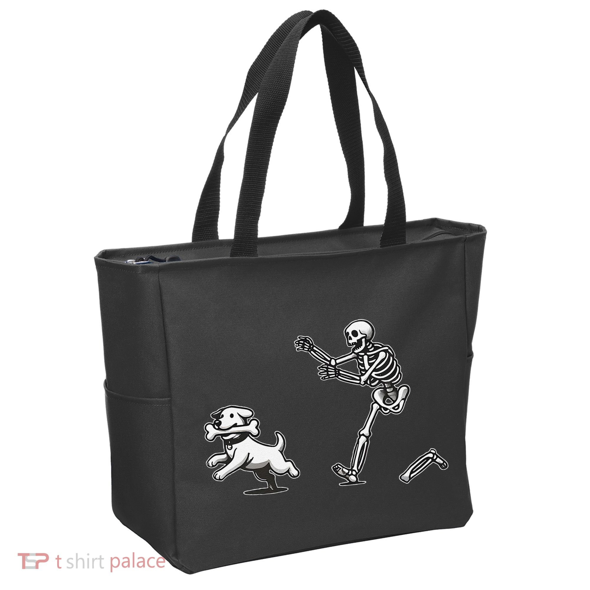 Halloween Dog Funny Skeleton Skeleton Chasing Dog Gift Tote Bag