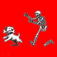 Halloween Dog Funny Skeleton Skeleton Chasing Dog Gift Santa Hat thumb 1