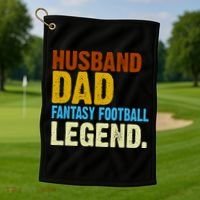 Husband Dad Fantasy Football Legend Golf Towel thumb 1