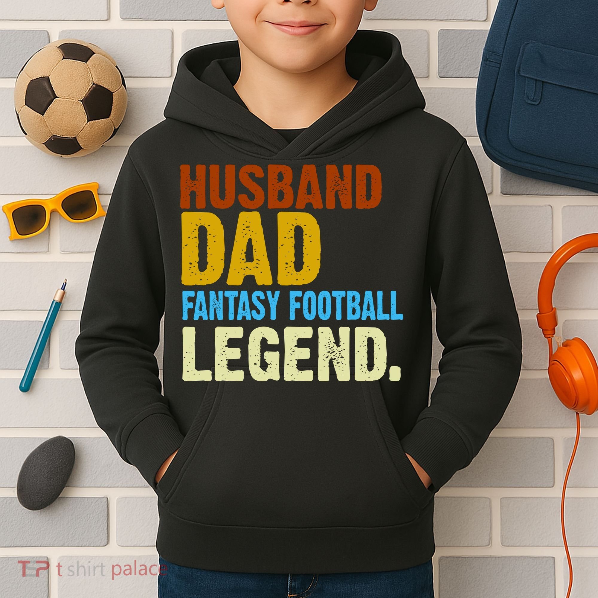 Husband Dad Fantasy Football Legend Kids Hoodie