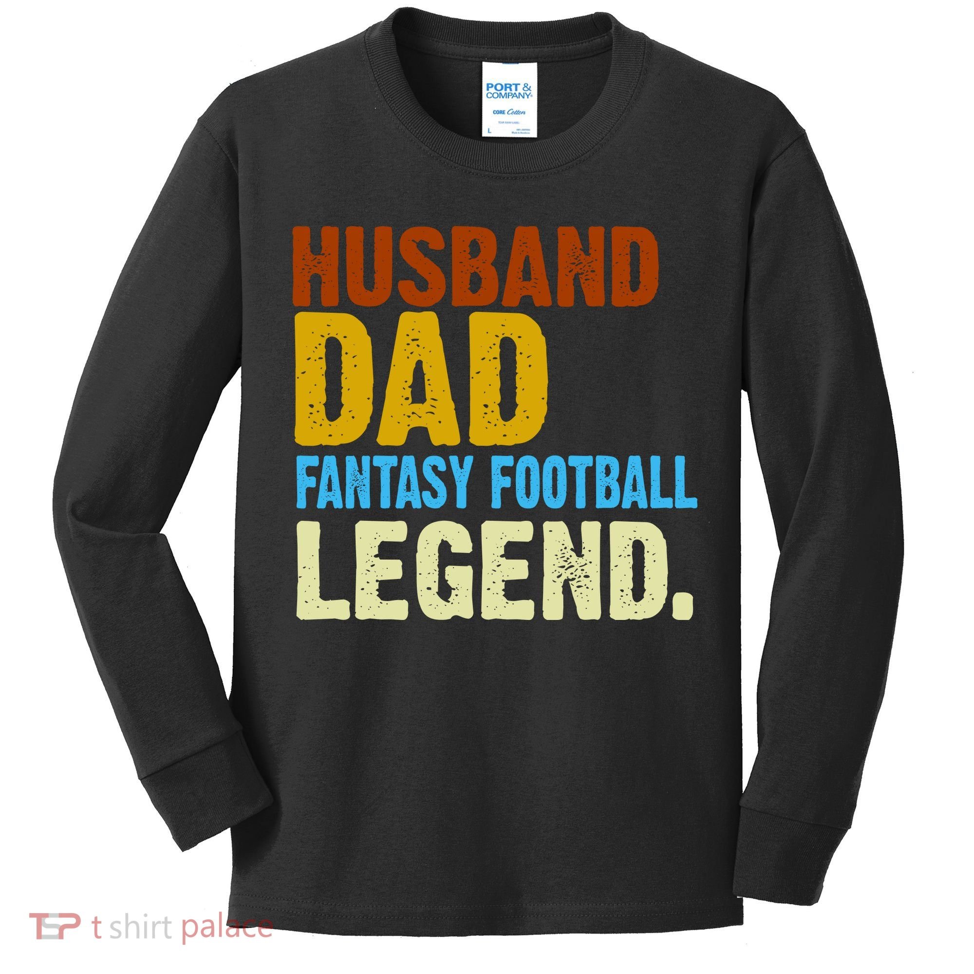 Husband Dad Fantasy Football Legend Kids Long Sleeve Shirt