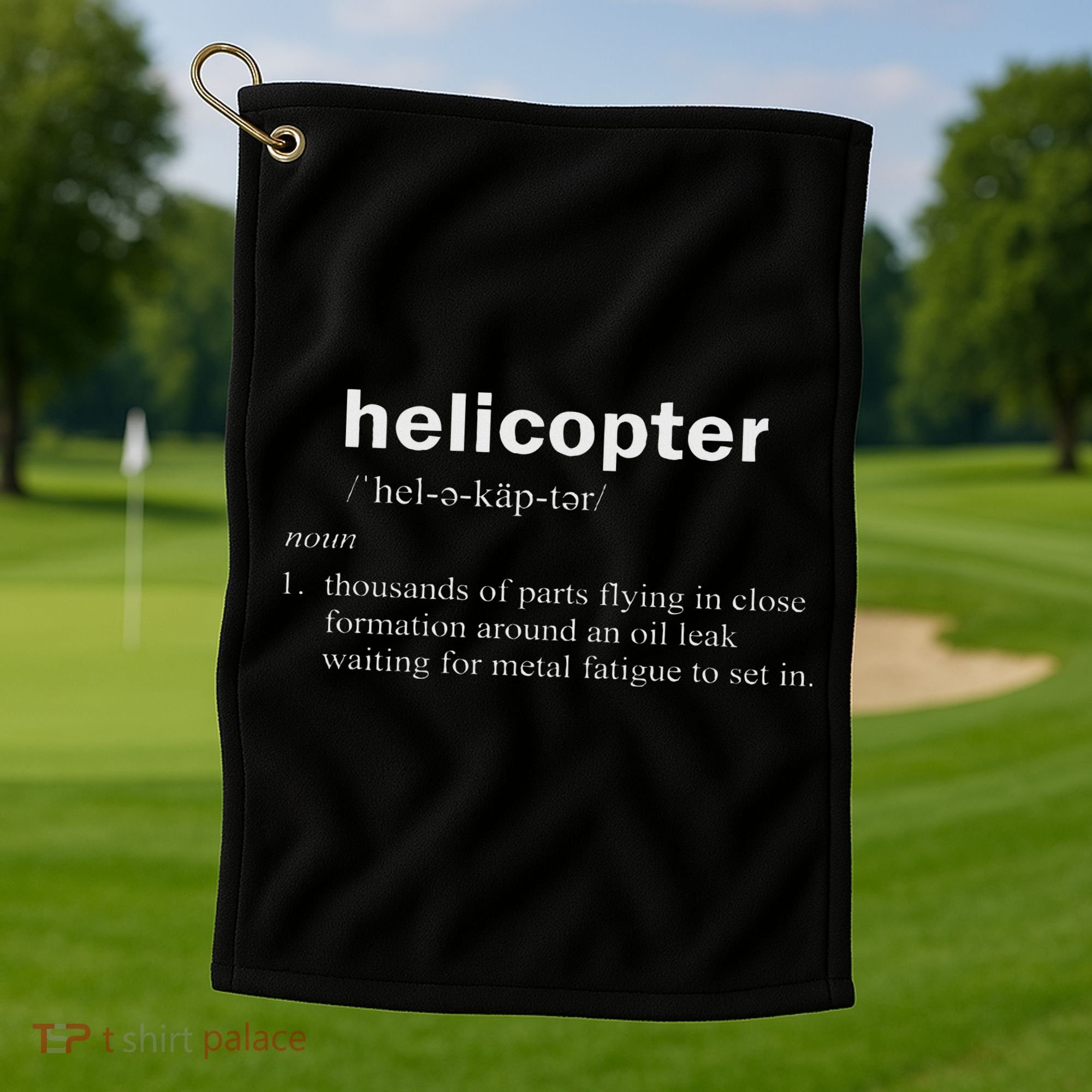 Helicopter Definition Funny Rotary Wing Pilot Gift Golf Towel