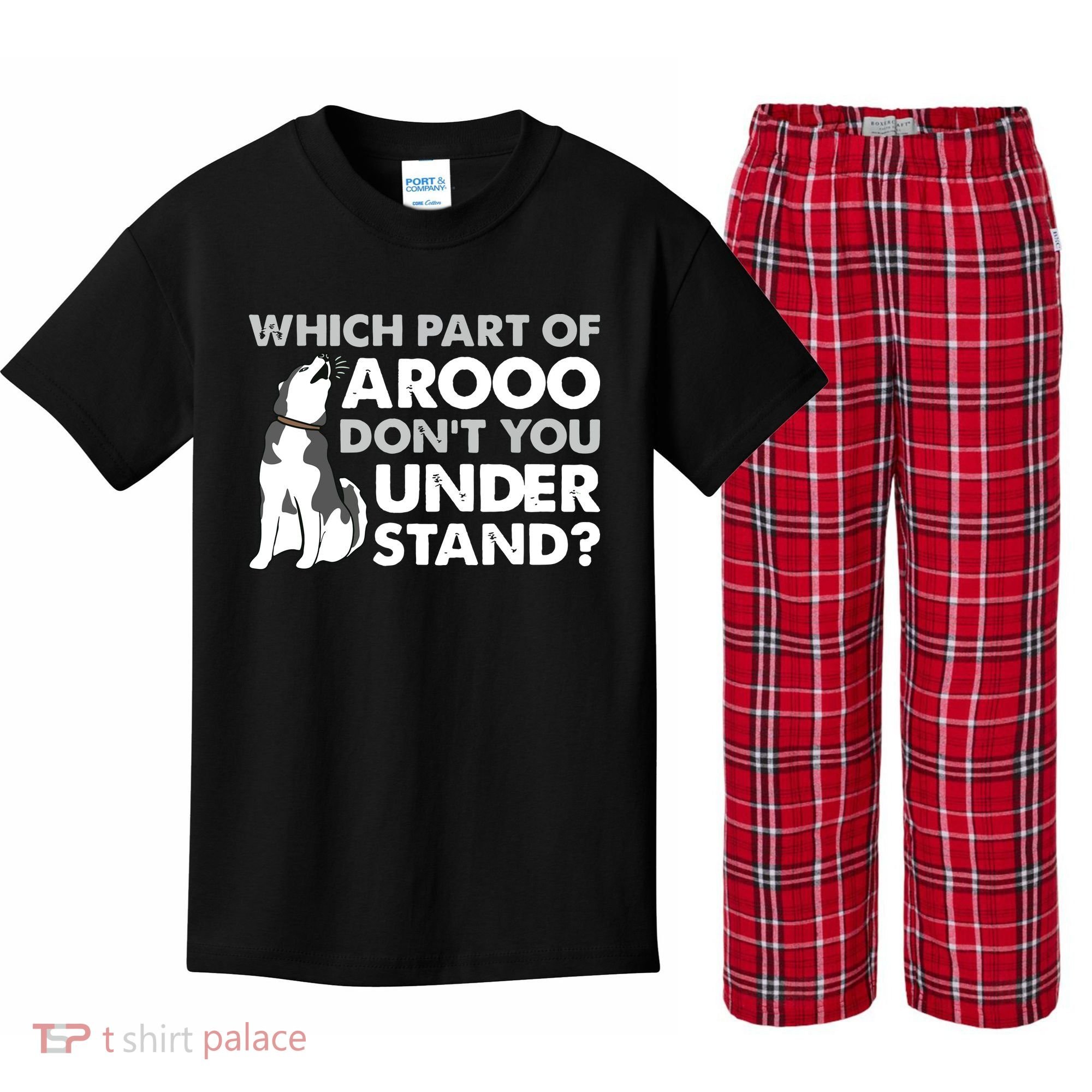 Husky Dog Funny Which Part Of Arooo Dont You Understand Kids Plaid Pajama Set
