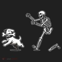 Halloween Dog Funny Skeleton Skeleton Chasing Dog Women's Sweatshirt thumb 2