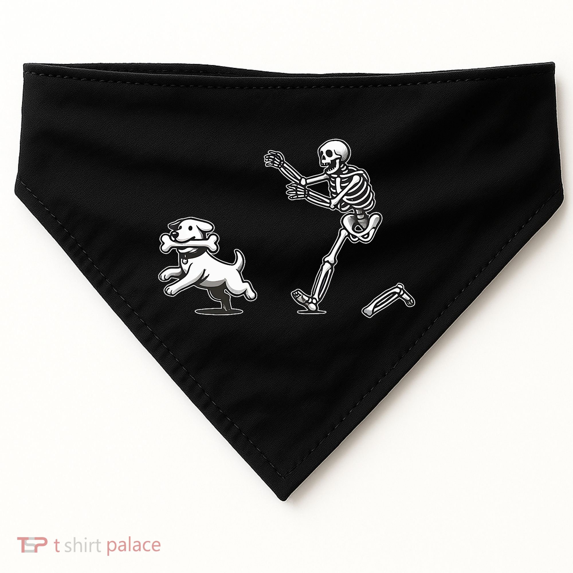 Halloween Dog Funny Skeleton Skeleton Chasing Dog USA-Made Doggie Bandana