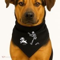 Halloween Dog Funny Skeleton Skeleton Chasing Dog USA-Made Doggie Bandana thumb 1