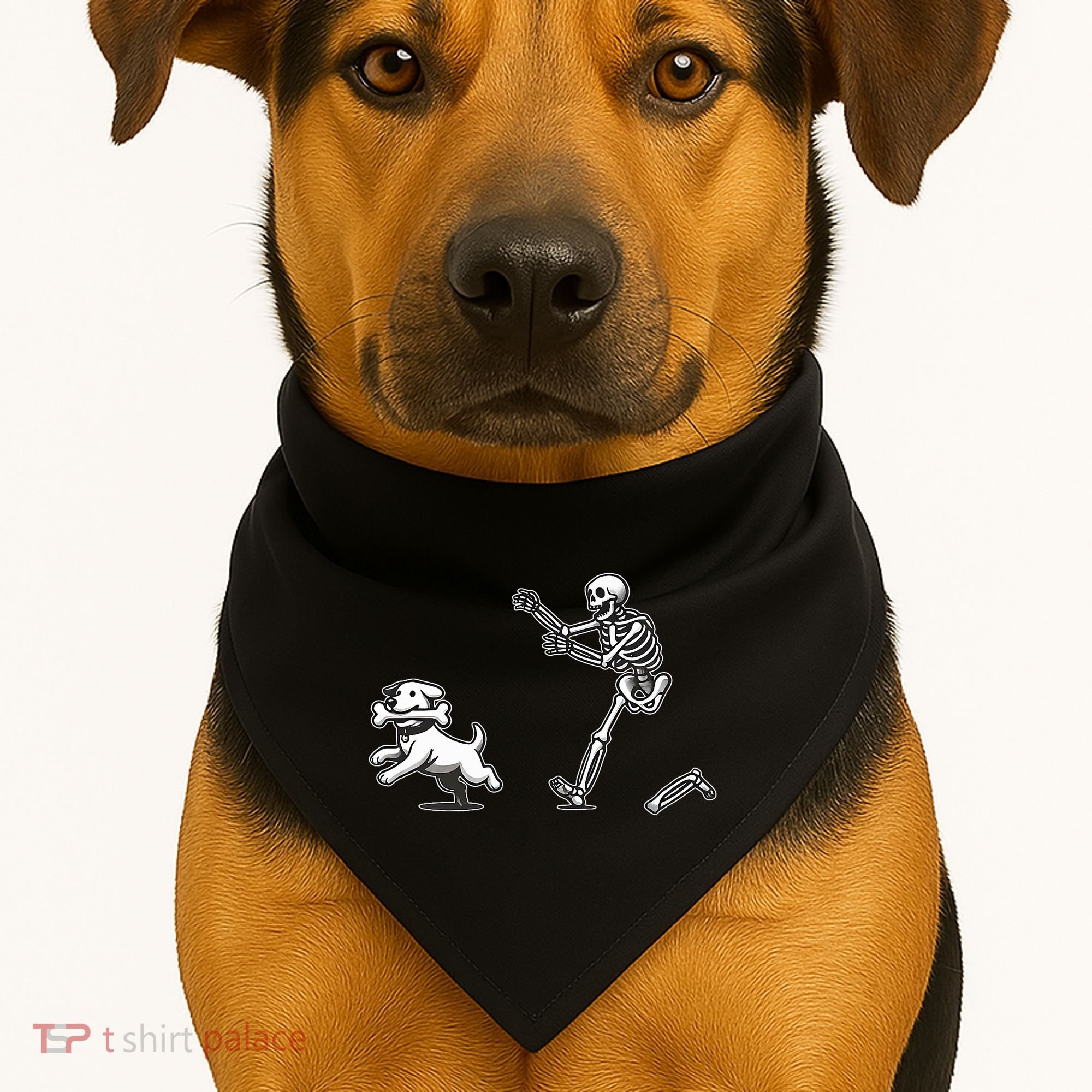 Halloween Dog Funny Skeleton Skeleton Chasing Dog USA-Made Doggie Bandana