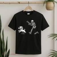 Halloween Dog Funny Skeleton Skeleton Chasing Dog T-Shirt thumb 2