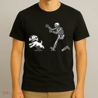 Halloween Dog Funny Skeleton Skeleton Chasing Dog T-Shirt thumb 3