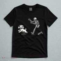 Halloween Dog Funny Skeleton Skeleton Chasing Dog T-Shirt thumb 5
