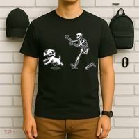 Halloween Dog Funny Skeleton Skeleton Chasing Dog T-Shirt thumb 6