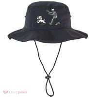 Halloween Dog Funny Skeleton Skeleton Chasing Dog Bucket Hat thumb 0