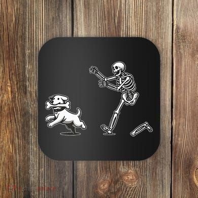 Halloween Dog Funny Skeleton Skeleton Chasing Dog Coaster