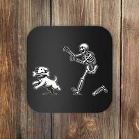 Halloween Dog Funny Skeleton Skeleton Chasing Dog Coaster thumb 0
