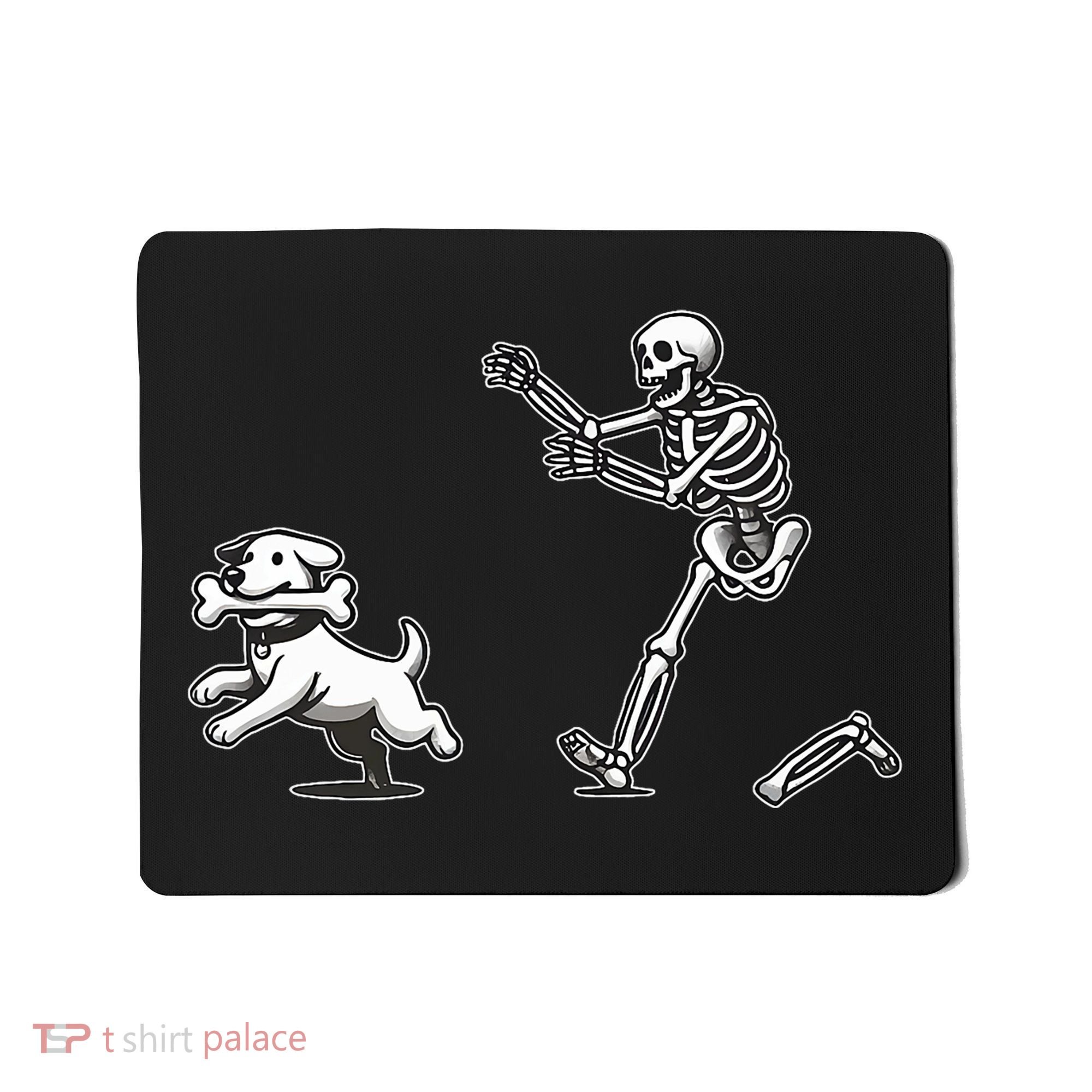 Halloween Dog Funny Skeleton Skeleton Chasing Dog Mousepad