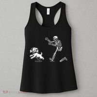 Halloween Dog Funny Skeleton Skeleton Chasing Dog Women's Tank Top thumb 3