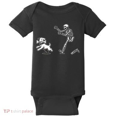 Halloween Dog Funny Skeleton Skeleton Chasing Dog Baby Bodysuit