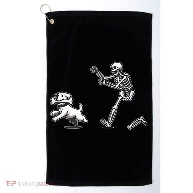 Halloween Dog Funny Skeleton Skeleton Chasing Dog Golf Towel
