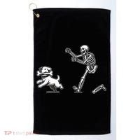 Halloween Dog Funny Skeleton Skeleton Chasing Dog Golf Towel thumb 0