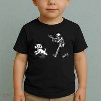 Halloween Dog Funny Skeleton Skeleton Chasing Dog Toddler T-Shirt thumb 2