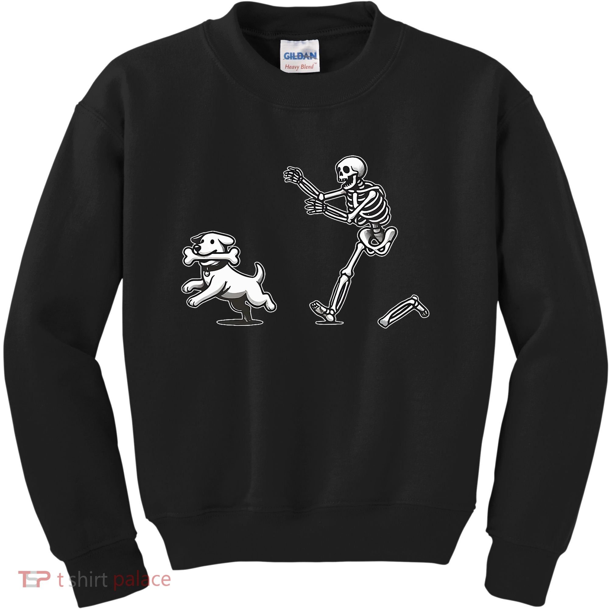 Halloween Dog Funny Skeleton Skeleton Chasing Dog Kids Sweatshirt