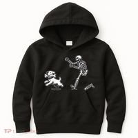 Halloween Dog Funny Skeleton Skeleton Chasing Dog Kids Hoodie thumb 0