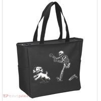 Halloween Dog Funny Skeleton Skeleton Chasing Dog Tote Bag thumb 2