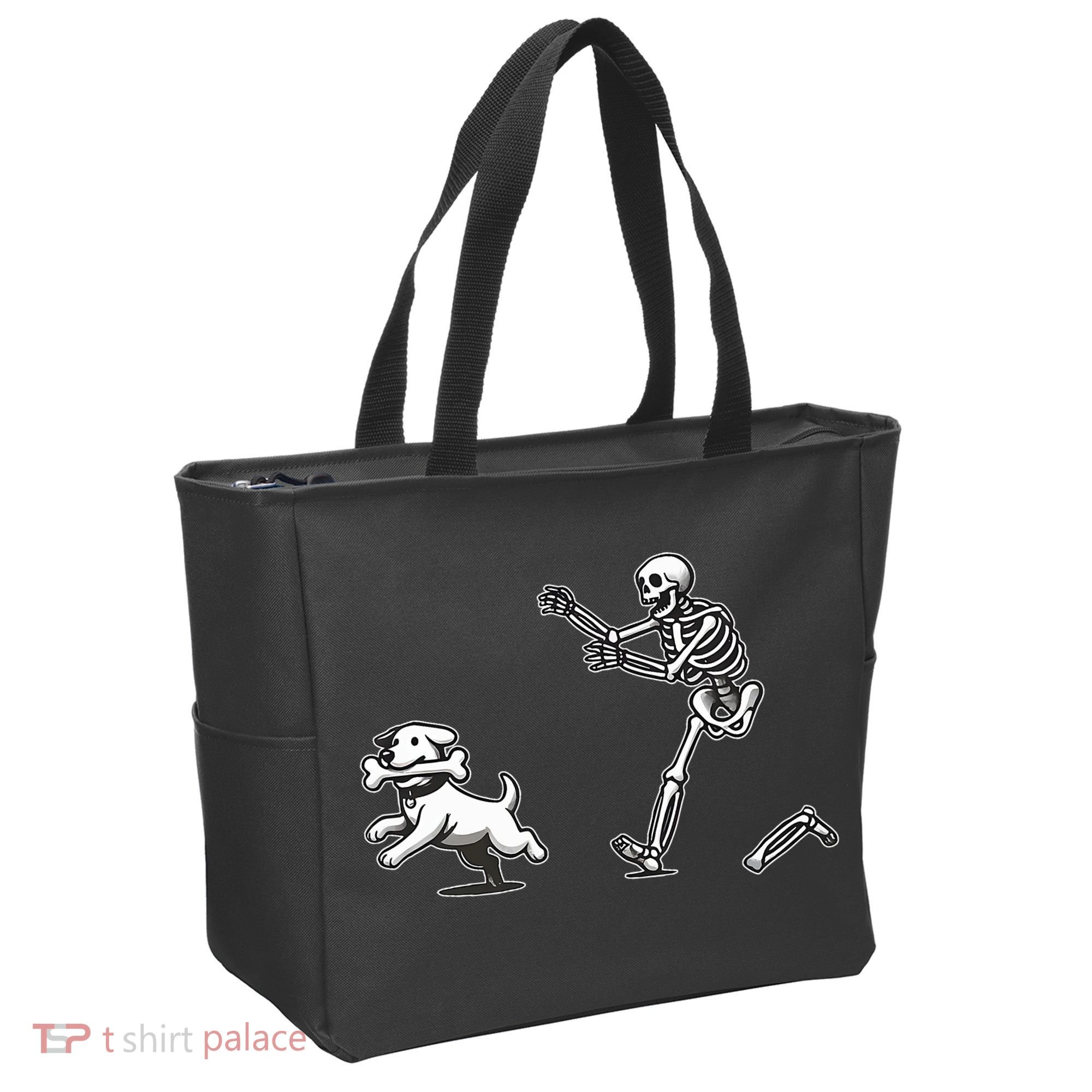 Halloween Dog Funny Skeleton Skeleton Chasing Dog Tote Bag