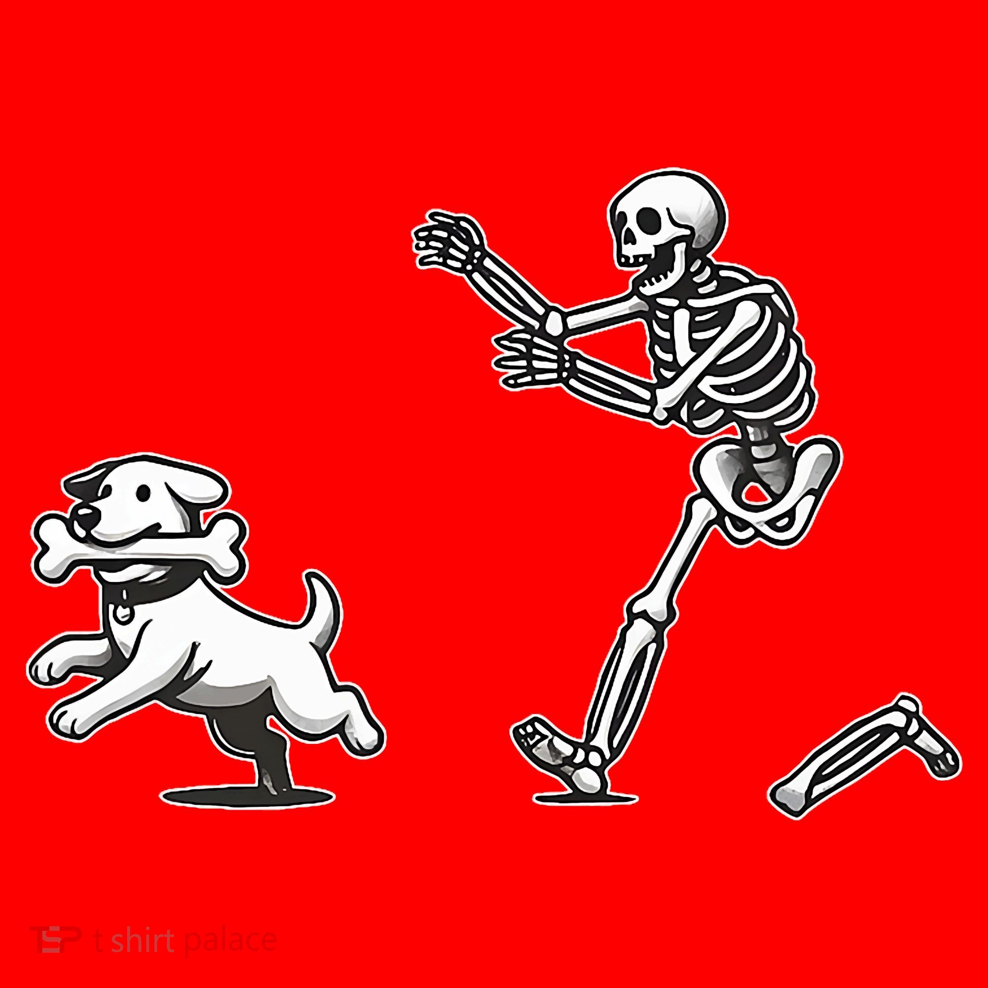 Halloween Dog Funny Skeleton Skeleton Chasing Dog Santa Hat