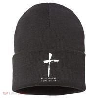 He Died For Me I Live For Him Christian Sustainable Knit Beanie thumb 0