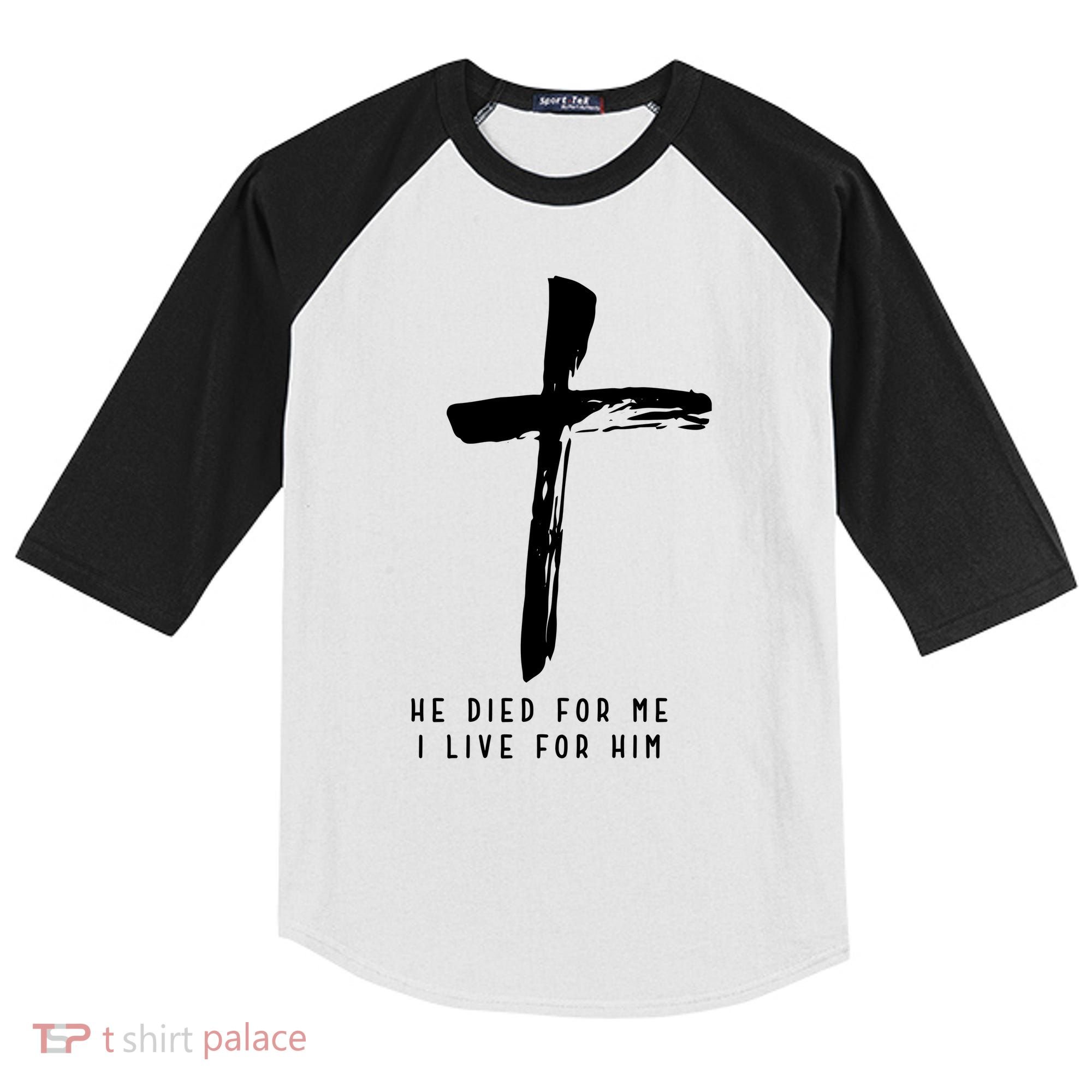 He Died For Me I Live For Him Christian Kids Colorblock Raglan Jersey