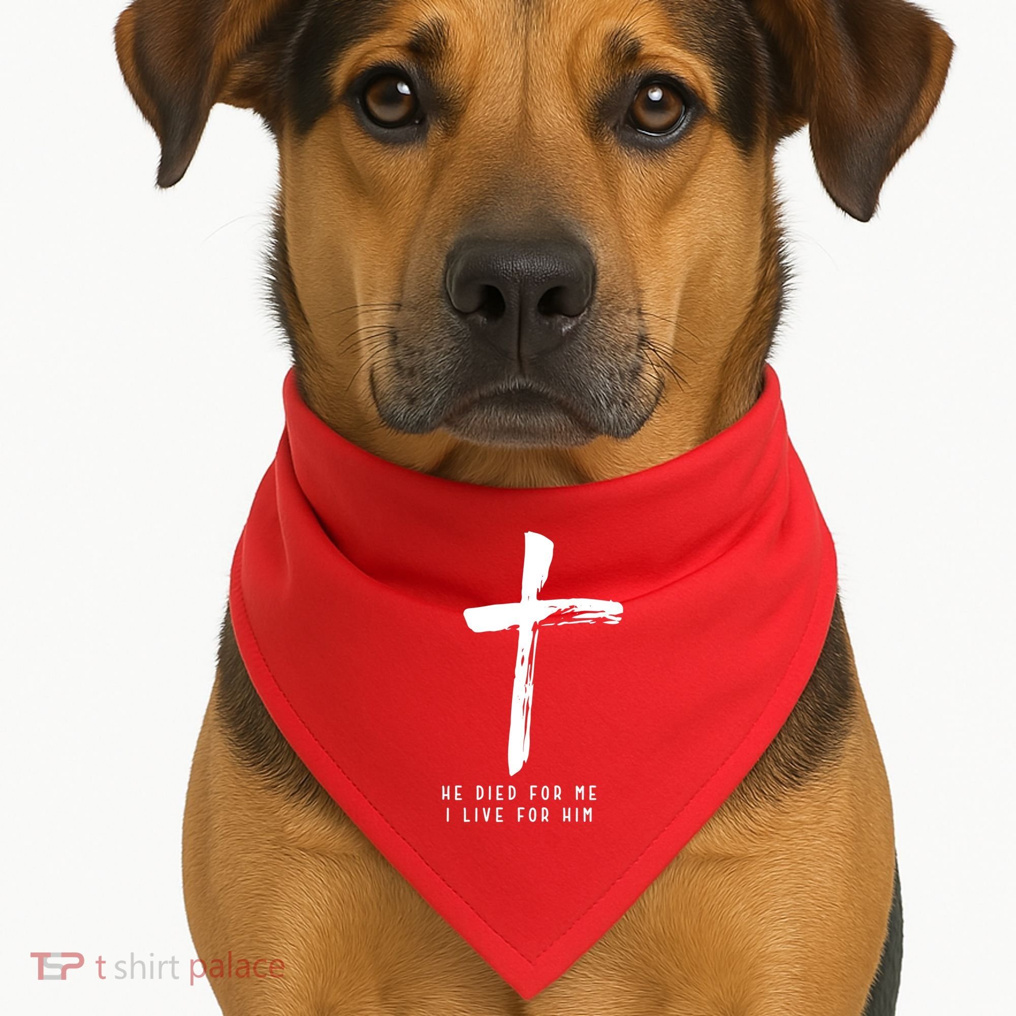 He Died For Me I Live For Him Christian USA-Made Doggie Bandana