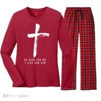 He Died For Me I Live For Him Christian Women's Long Sleeve Flannel Pajama Set  thumb 0