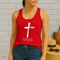 He Died For Me I Live For Him Christian Women's Tank Top thumb 2