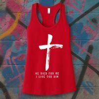 He Died For Me I Live For Him Christian Women's Tank Top thumb 3