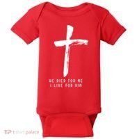 He Died For Me I Live For Him Christian Baby Bodysuit thumb 0