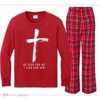 He Died For Me I Live For Him Christian Kids Long Sleeve Plaid Pajama Set thumb 0