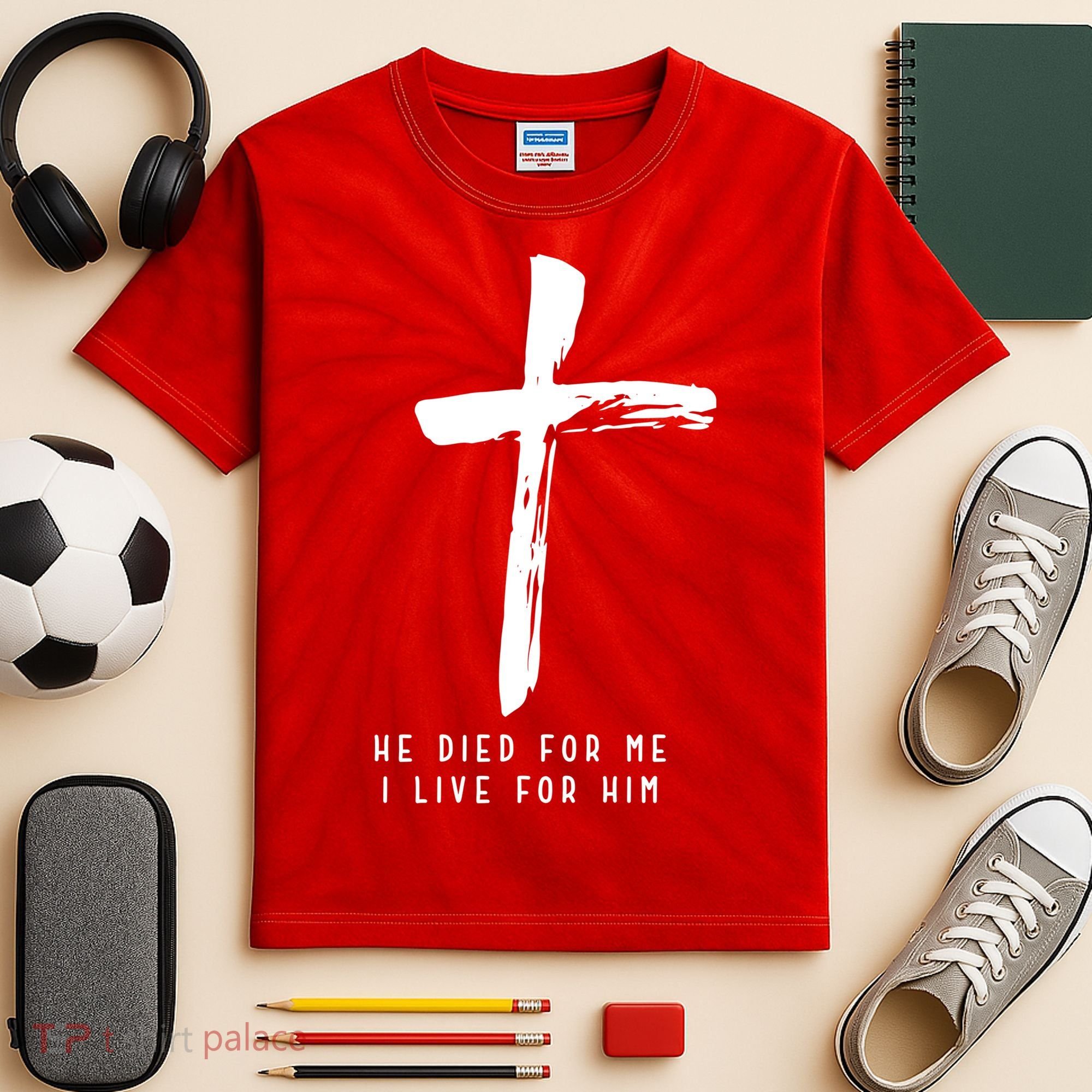 He Died For Me I Live For Him Christian Kids Tie-Dye T-Shirt