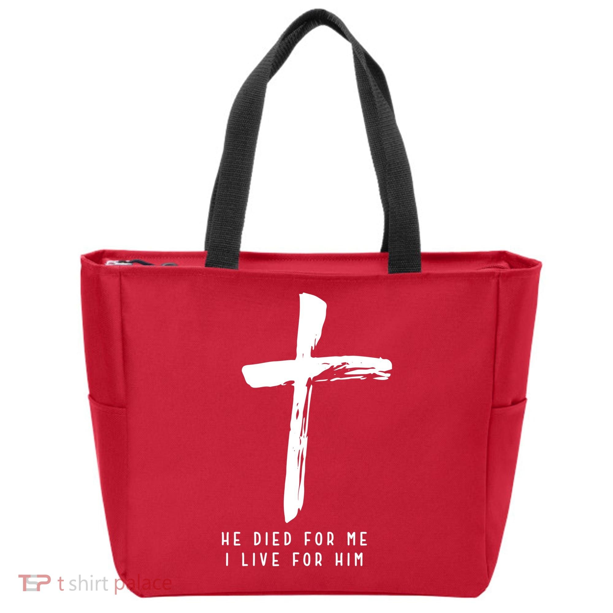 He Died For Me I Live For Him Christian Tote Bag