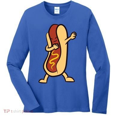 Hotdog Dabbing Funny Hot Dog Cute Gift Women's Long Sleeve Shirt