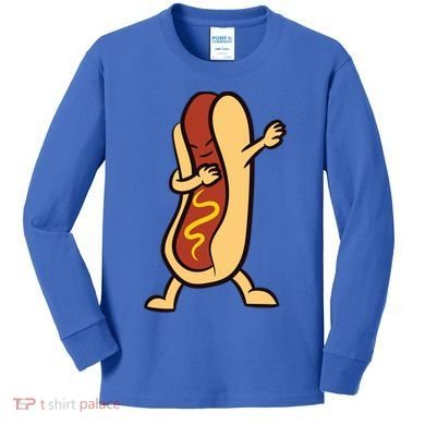 Hotdog Dabbing Funny Hot Dog Cute Gift Kids Long Sleeve Shirt