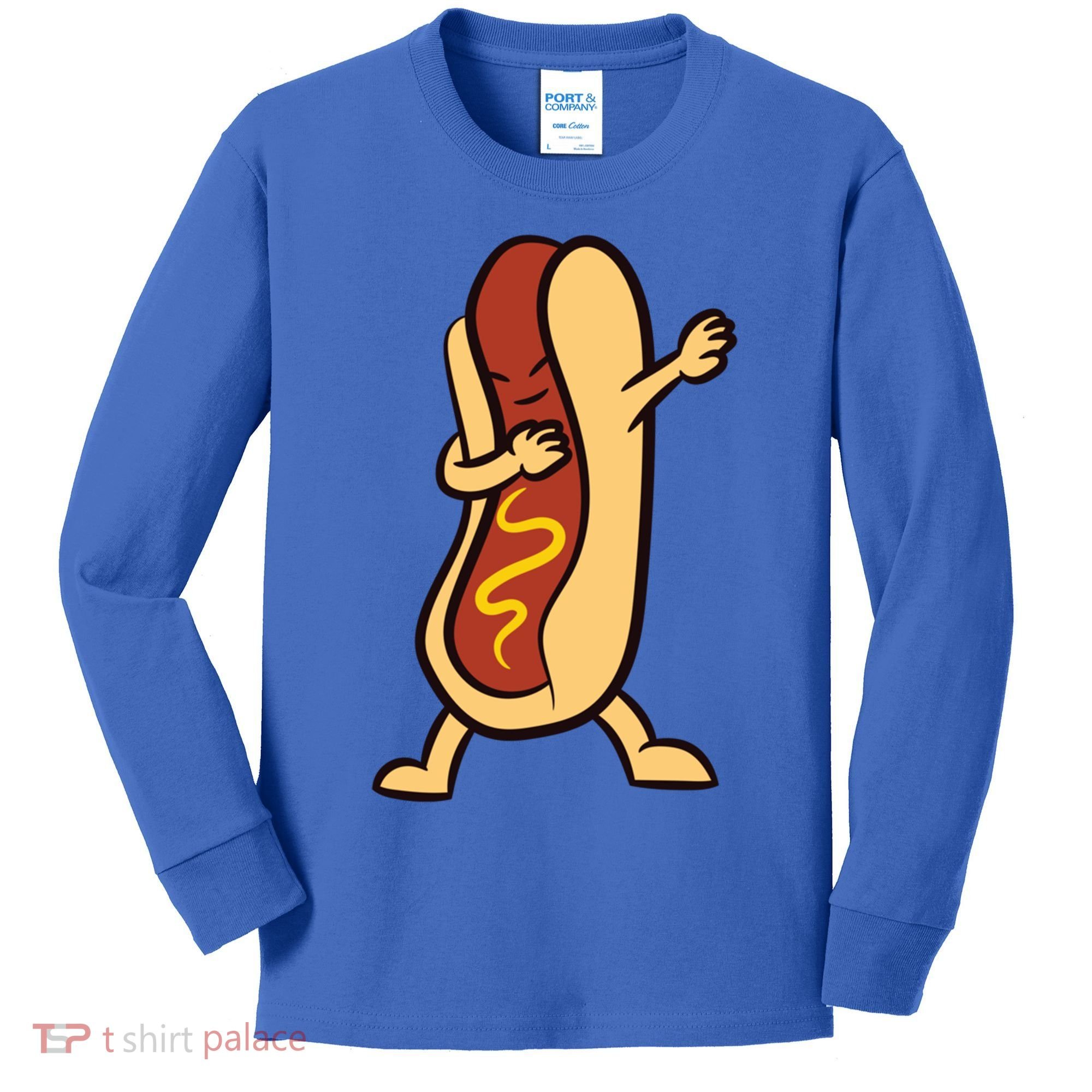Hotdog Dabbing Funny Hot Dog Cute Gift Kids Long Sleeve Shirt