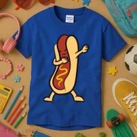 Hotdog Dabbing Funny Hot Dog Cute Gift Kids T-Shirt thumb 3