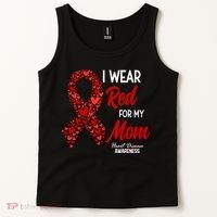 Heart Disease February We Wear Red For My Mom Tank Top thumb 2