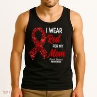 Heart Disease February We Wear Red For My Mom Tank Top thumb 3