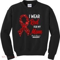 Heart Disease February We Wear Red For My Mom Kids Sweatshirt thumb 0